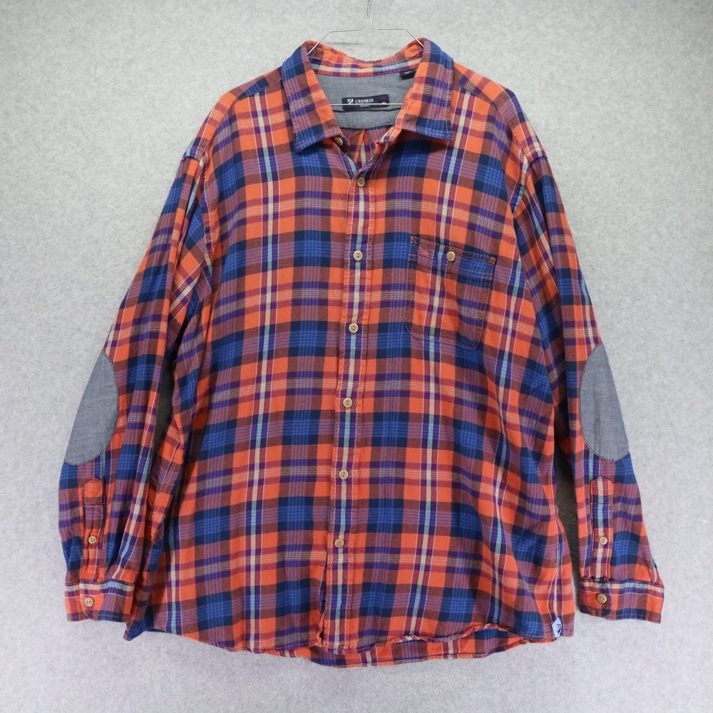 Cremieux‎ Classics Shirt Mens 2XL XXL Elbow Patch Button Up Plaid Long Sleeve